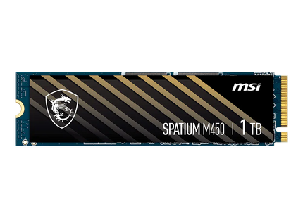 Unidad SSD MSI Spatium M450 PCIe 4.0 vista lateral perfil delgado