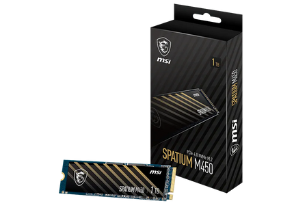 SSD MSI M450 NVMe 1TB empaque original con especificaciones técnicas