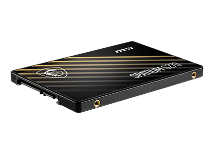 Unidad SSD MSI S270 480GB SATA III vista en ángulo mostrando grosor 7mm