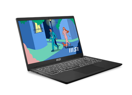Vista lateral derecha laptop MSI Modern 15 mostrando puertos USB-C y conectividad