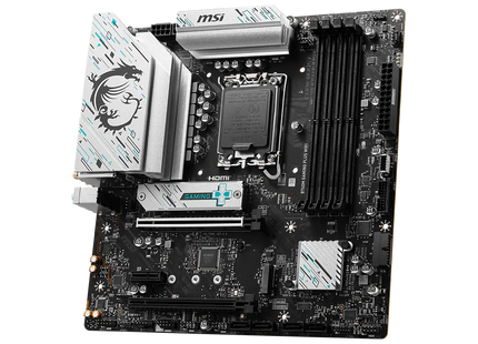 Socket LGA 1700 y slots DDR5 de la motherboard MSI B760M Gaming Plus detalle