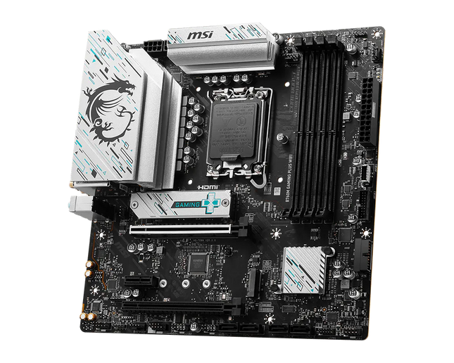 Socket LGA 1700 y slots DDR5 de la motherboard MSI B760M Gaming Plus detalle