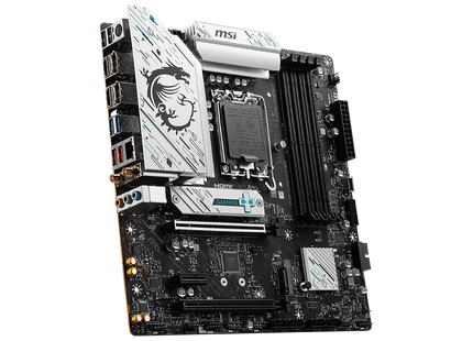Conectores M.2 y puertos SATA de la tarjeta madre MSI B760M Gaming vista lateral