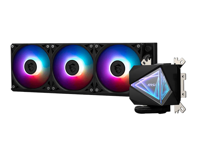 MSI MAG CoreLiquid I360 sistema de enfriamiento líquido con radiador 360mm y ventiladores ARGB vista frontal