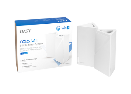 Router MSI Roamii BE Lite vista inferior con especificaciones técnicas