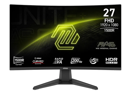 Monitor gaming MSI MAG 276CF E20 vista frontal pantalla curva 27 pulgadas