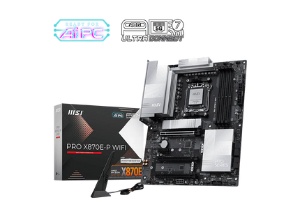 MSI PRO X870E-P WiFi detalle slots DDR5 y conectores de alimentación