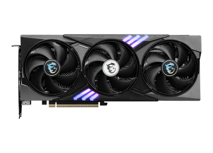 Tarjeta de video MSI GeForce RTX 5060 Ti GAMING TRIO OC vista frontal con triple ventilador