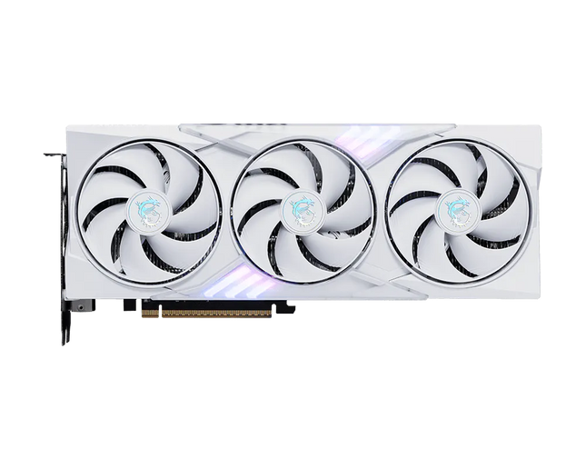 MSI GeForce RTX 5060 Gaming Trio OC White vista frontal con triple ventilador