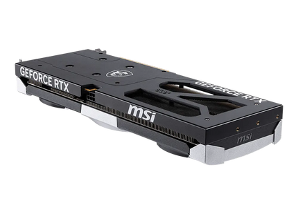 Tarjeta gráfica MSI RTX 5060 vista trasera con placa backplate y disipador térmico