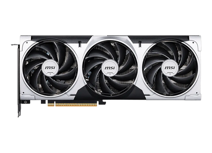 Tarjeta de video MSI GeForce RTX 5060 Ventus 3X OC vista frontal con triple ventilador