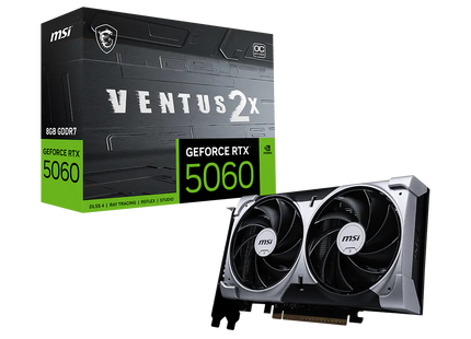 Tarjeta video MSI RTX 5060 Ventus vista lateral mostrando conectores