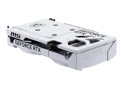 Tarjeta gráfica MSI RTX 5060 Ventus 2X OC White vista posterior con disipador térmico