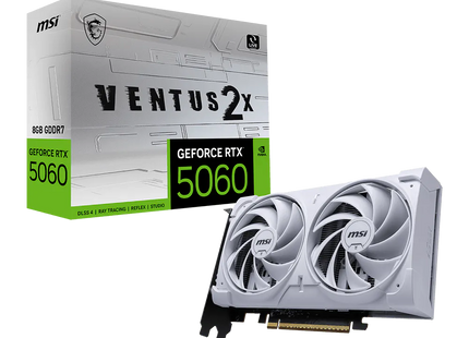 MSI GeForce RTX 5060 Ventus 2X OC White perfil lateral mostrando conectores de alimentación