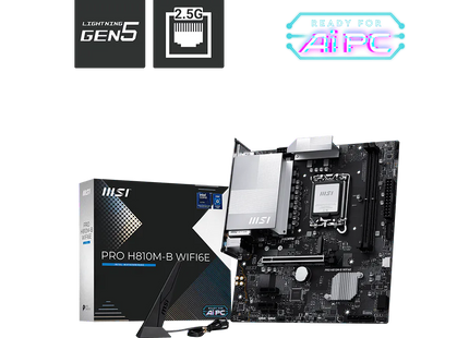 MSI PRO H810M-B conectores traseros con puertos USB y WiFi 6E integrado