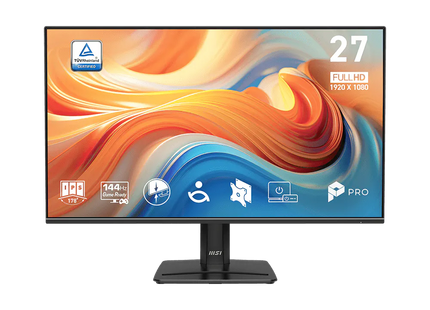 Monitor MSI PRO MP271 27 pulgadas vista frontal con pantalla encendida mostrando calidad Full HD IPS
