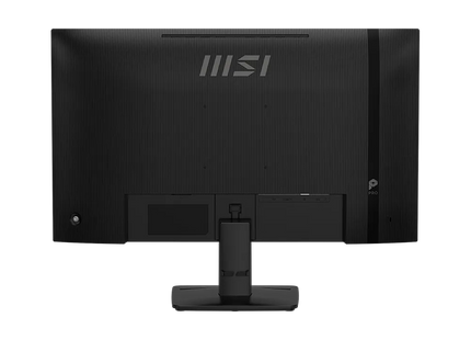 Monitor MSI PRO MP271 en ángulo inclinado mostrando la base ajustable y construcción robusta