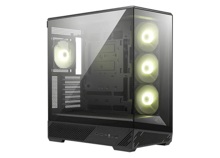 Gabinete MSI MAG PANO 130R PZ vista lateral mostrando interior espacioso