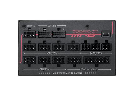 MSI MPG Ai1600TS PCIE5 fuente de poder vista lateral