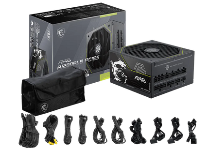 MSI MAG A1200PLS PCIE5 fuente de poder detalle ventilador