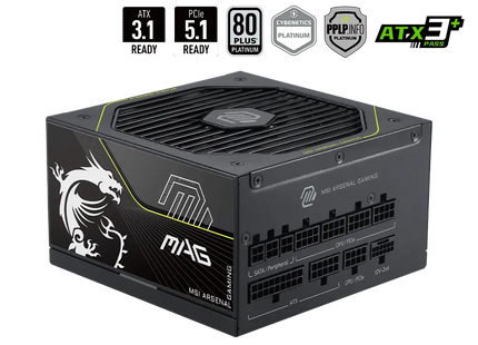 MSI MAG A1200PLS PCIE5 fuente de poder vista frontal