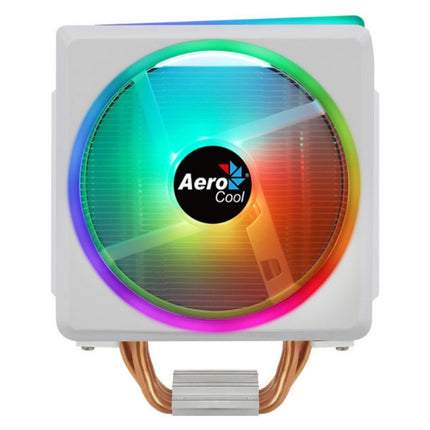 Abanico AeroCool Cylon 4F WH ARGB PWM 4P para CPU | Tecnología Heat Core Touch | 4 Tubos de Calor Térmico | Iluminación LED RGB | Blanco