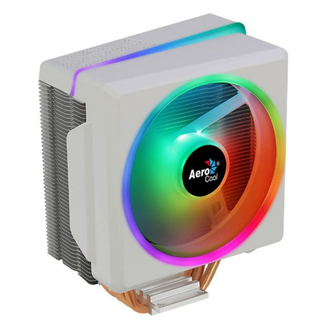 Abanico AeroCool Cylon 4F WH ARGB PWM 4P para CPU | Tecnología Heat Core Touch | 4 Tubos de Calor Térmico | Iluminación LED RGB | Blanco