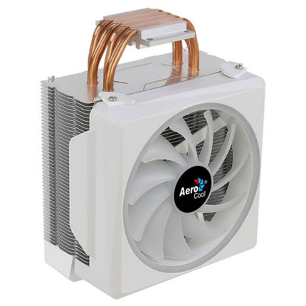 Abanico AeroCool Cylon 4F WH ARGB PWM 4P para CPU | Tecnología Heat Core Touch | 4 Tubos de Calor Térmico | Iluminación LED RGB | Blanco