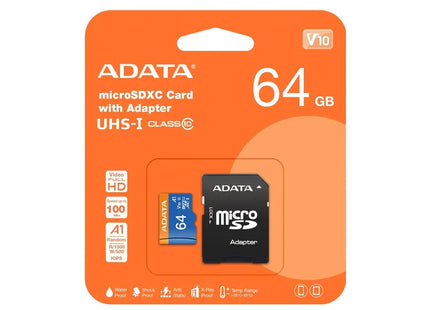 Memoria Micro SD ADATA AUSDX64GUICL10A1-RA1 | 64GB | Clase 10