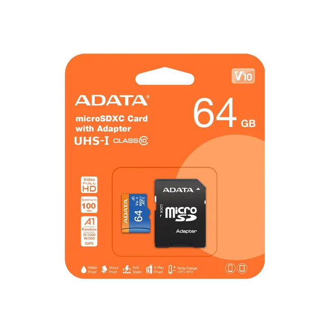 Memoria Micro SD ADATA AUSDX64GUICL10A1-RA1 | 64GB | Clase 10