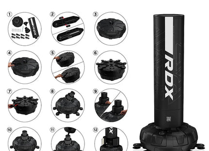 RDX Saco de Boxeo de Pie 1.8 m Negro/Blanco, F6 Kara