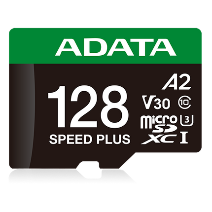Memoria MicroSDXC ADATA Speed Plus UD128GUI3V30A2SP-RA1 | 128GB | Clase 10 | UHS-I U3 V30 A2 | Con Adaptador