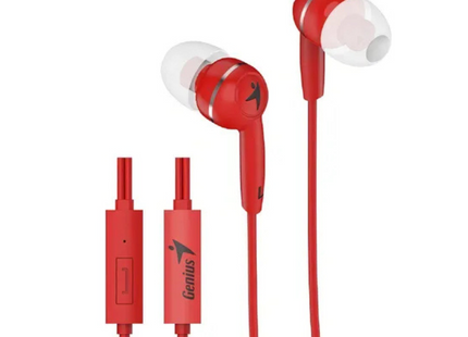 Audífono Genius HS-M320 | Alámbrico 3.5mm | Micrófono integrado | Diseño liviano | Color Rojo