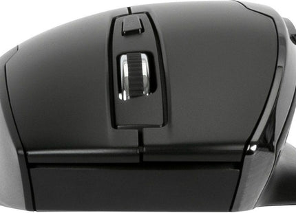Vista trasera del mouse inalámbrico Sharkoon M25W con compartimento de batería