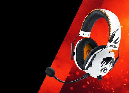 Razer BlackShark V2 Pro Six Siege Special Edition blanco - detalle de diadema y auricular con gráficos Six Siege