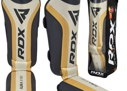 RDX Espinilleras Aura Dorado T17 - vista frontal