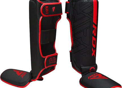 RDX Espinilleras con Empeine MMA Negro/Rojo F6 Kara - vista frontal