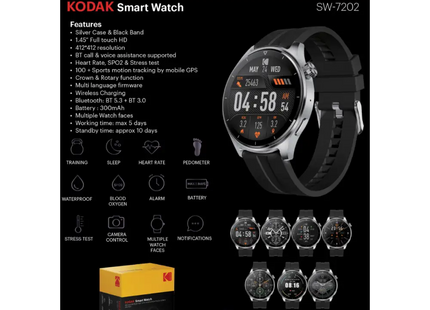 Kodak reloj inteligente SW7202 plateado 1,45" full touch