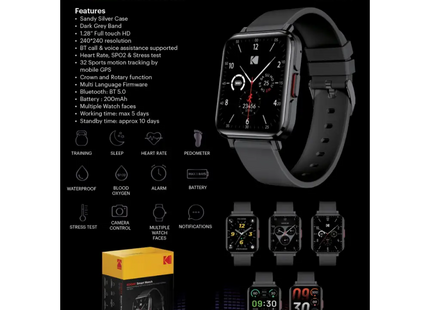 Kodak reloj inteligente SW7204 negro 1,85" full touch