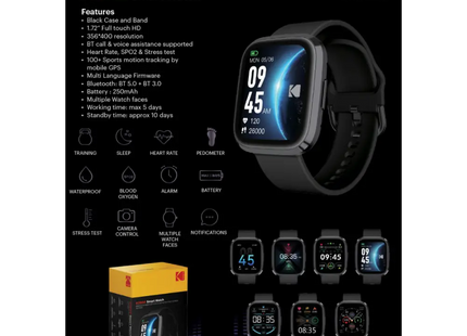 Kodak reloj inteligente SW7209 negro 1,72" full touch