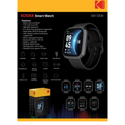 Kodak reloj inteligente SW7209 negro 1,72" full touch