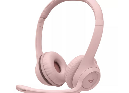 Headset Logitech H390 rosa con micrófono ajustable y diadema acolchada