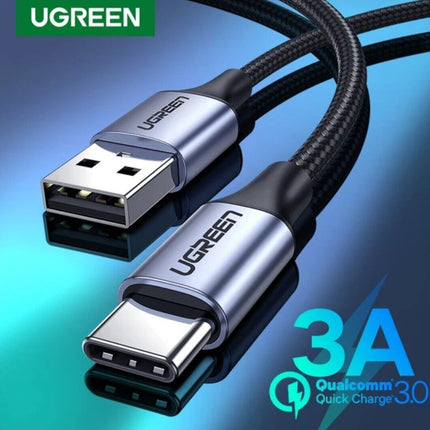 Cable UGREEN US288 | USB-A a USB-C | 3A | 2m | Carga Rápida | Negro