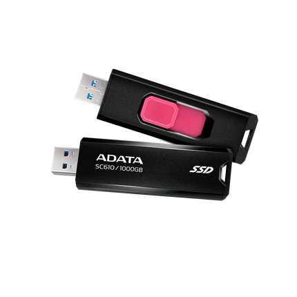 Disco Duro Externo SSD ADATA SC610 | 1TB | USB 3.2 | Negro/Rojo | 440MB/s lectura | 430MB/s escritura