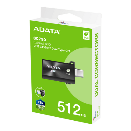 Disco Duro Externo SSD ADATA SC730 | 512GB | USB 3.2 | USB-C y USB-A | 600MB/s | CACTI