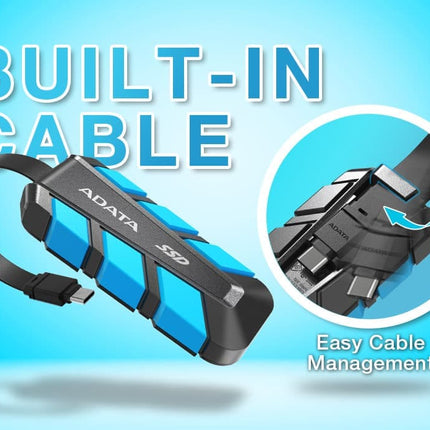 Disco Duro Externo Sólido ADATA SC740 | 1TB | USB 3.2 Gen2 | 1,050/1,000 MB/s | Resistente a Golpes | Cable USB-C Integrado