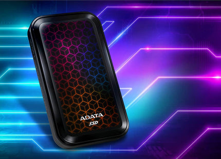 Disco Duro Externo Sólido ADATA SE770G | 1TB | USB 3.2 Gen2 | RGB | Lectura 1000 MB/s | Escritura 800 MB/s | ASE770G-1TU32G2-CBK