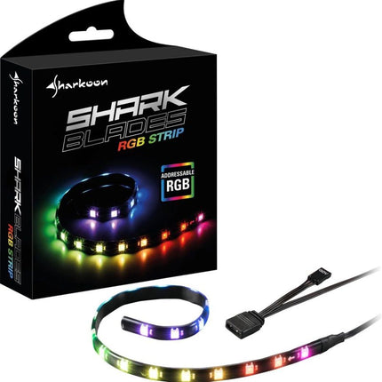 Cable Sharkoon de Luces Shark Blade RGB Strip | 40cm | Iluminación RGB Personalizable | Efectos de Luz | Adhesivo