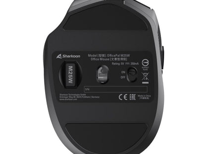 Mouse Sharkoon OfficePal M25W vista superior con botones y scroll wheel