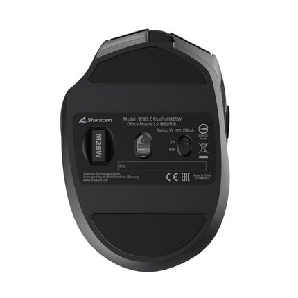 Mouse Sharkoon OfficePal M25W | Inalámbrico | Con Receptor USB | Diseño Ergonómico | Negro